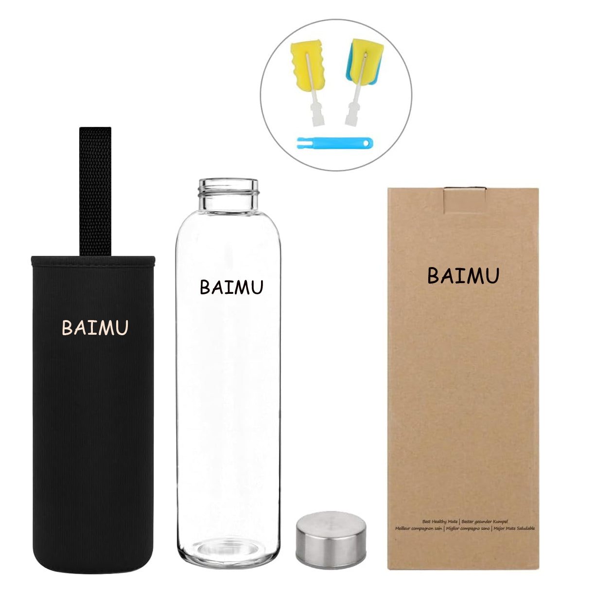 Premium Borosilicate Glass Water Bottle - Durable & Eco-Friendly - BM-G003 - Detail View 5