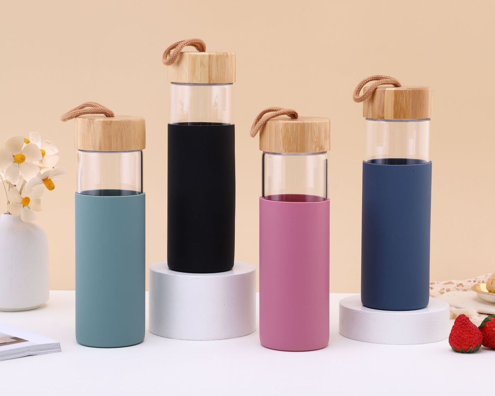 Stylish Glass Drinking Cup with Protective Sleeve - BM-G010 - Detail View 3