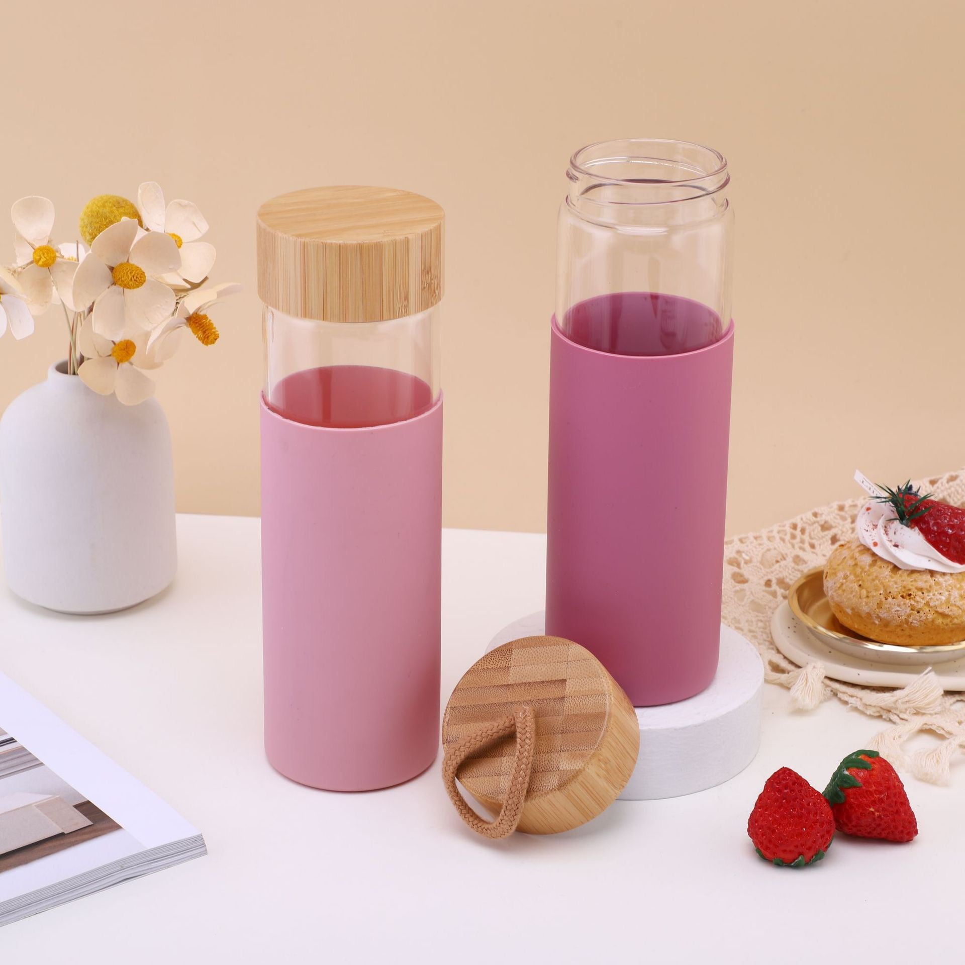 Stylish Glass Drinking Cup with Protective Sleeve - BM-G010 - Detail View 2