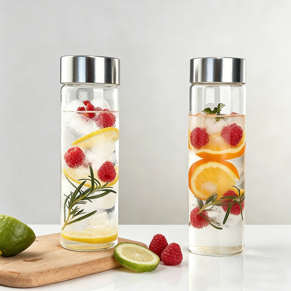 Wide-Mouth Glass Hydration Bottle - Easy Fill & Clean - BM-G004