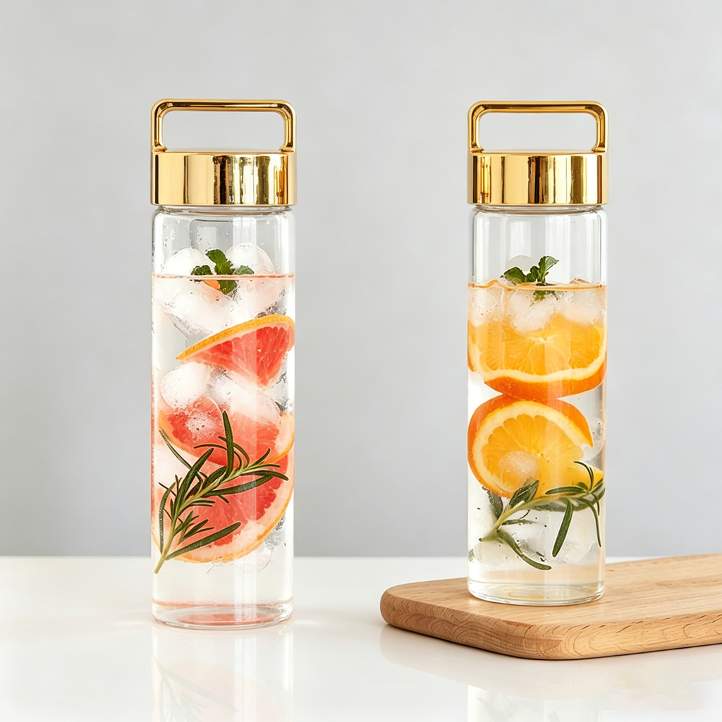 Wide-Mouth Glass Hydration Bottle - Easy Fill & Clean - BM-G004
